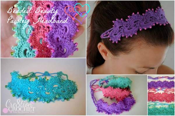 Beaded Beauty Paisley Headband FREE crochet pattern by Cre8tion Crochet