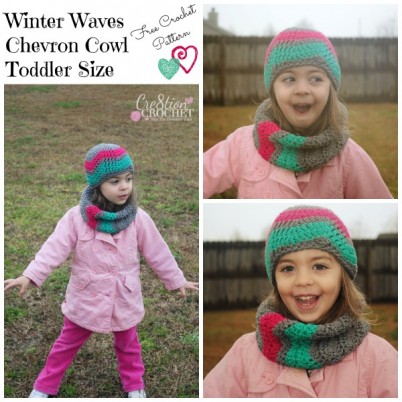 Winter Waves Chevron Cowl Toddler Sizes FREE crochet pattern #cre8tioncrochet