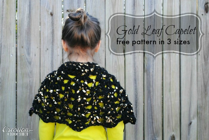 Gold Leaf Capelet free pattern available in 3 sizes