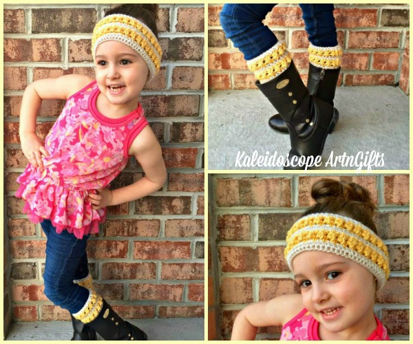 This adorable Persephone Ear Warmer and Boot Cuffs set will keep you warm and stylish as you start your Fall wardrobe. 