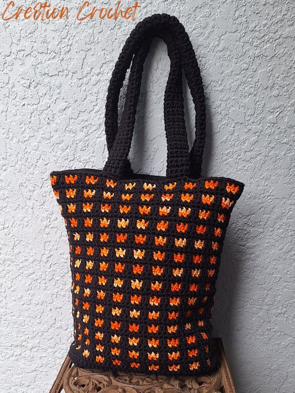 mosaic crochet tote bag with handles